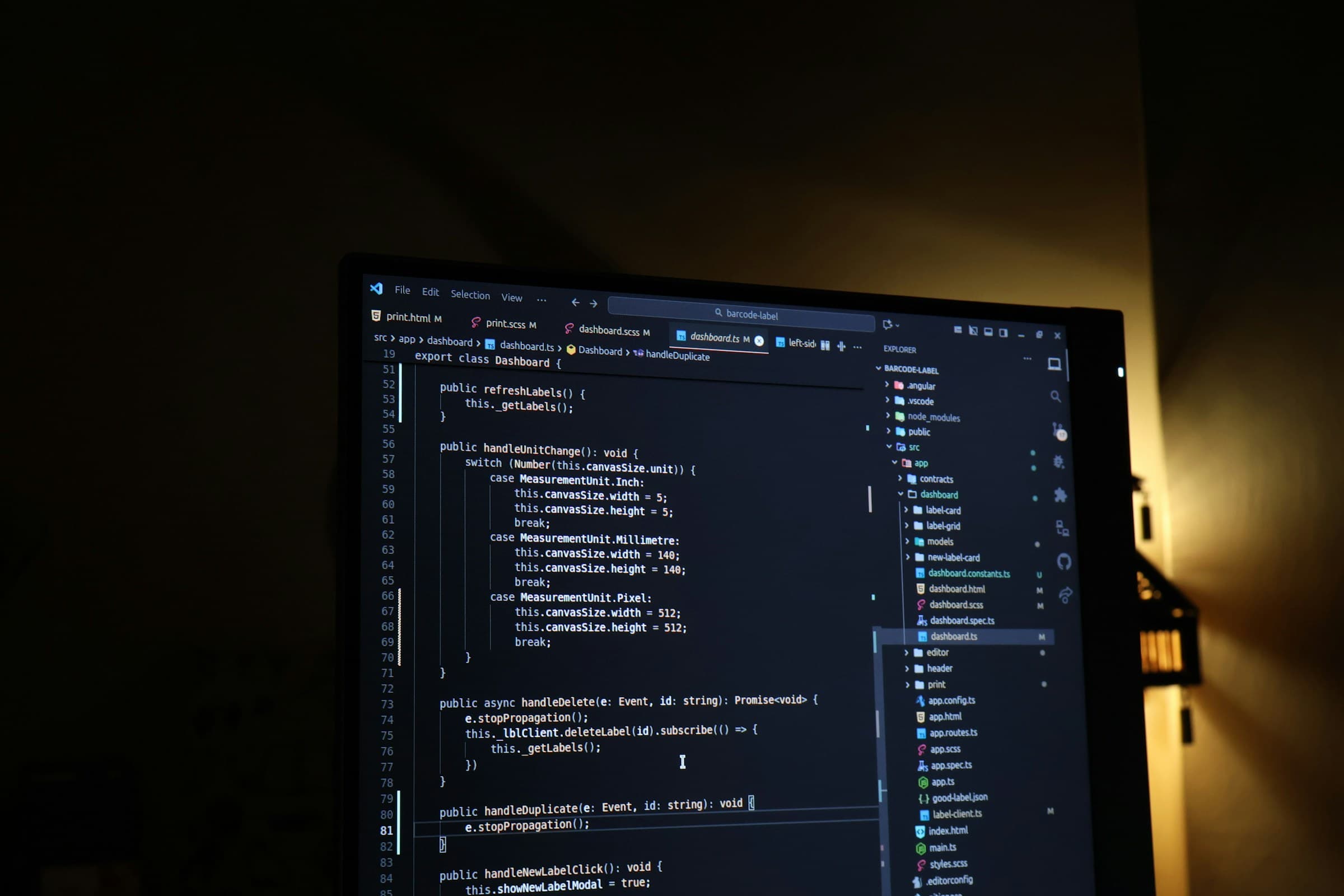 Code editor on a dark screen, representing a Laravel application codebase